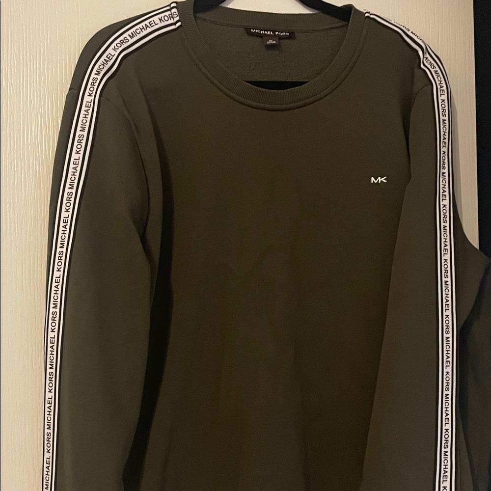 Michael Kors Dark Green Sweatshirt with Logo Tape